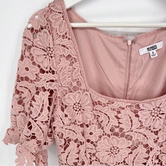 NWOT BB Dakota Did It My Way‎ Puff Sleeve Lace Midi Dress Sz 4 - Picture 5 of 12